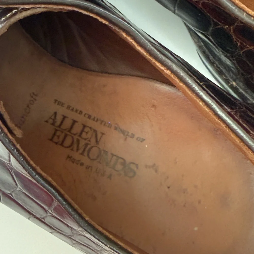 Allen Edmonds Bancroft Brown Alligator Leather Tassel Derby Shoes Mens 13 B
